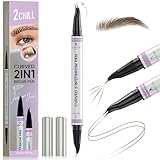 2CHILL 30° Gebogener Augenbrauenstift, Magic 2-in-1 Eyebrow Pen, Wasserfest Augenbrauen mit 2 Spitzen, Lebendige Microblading Augenbrauenfarbe für Frauen, das Den Ganzen Tag Hält (Dunkelbraun)