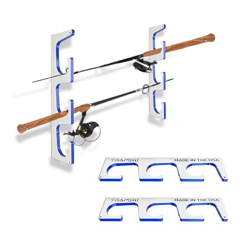 TRAPSKI Organizador de caña de pescar/caña de pescar fabricado en los Estados Unidos | Soporte para cañas de pescar de montaje en pared o barco | Plástico HDPE de grado marino | Soporte de caña para