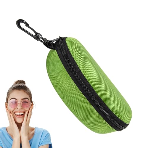 Funda De Gafas EVA, Funda De Gafas De Sol Portátil - Funda De Gafas De Sol Rígida De EVA Con Gancho - Funda De Gafas Protector Duro A Prueba De Golpes Impermeable Con Forro De Fieltro, verde