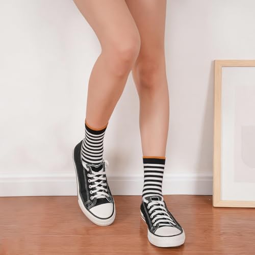 Niorasen Bunte Lustige Socken Damen aus Baumwolle 5 Paar, Neuheit Weihnachtssocken Katzensocken Motivsocken, Witzige Coole Süße Karikatur Tier Motiv Socken Geschenk für Frauen, Gestreifter Hund