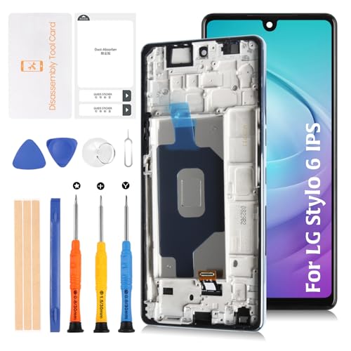 Olivechard for LG Stylo 6 Q730 6.8' LCD with Blue Frame Screen Replacement LMQ730TM LCD Display Touch Digitizer Screen Assembly with Repair Tools