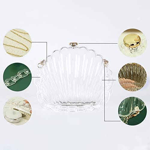 Image of Women Seashell Evening Bag Purse Mermaid Chain Strap Clutch Handbag Shoulder Bag | Seashell