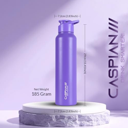 Image of CASPIAN / / / HIke ISI Certified Stainless Steel Water Bottle 1 ltr. (Cosmic Violet, 1 Litre) | Leak Proof Sipper for Fridge Home Office Travel School Kids Boys Girls Adults Sports Gym Yoga | BPA Free