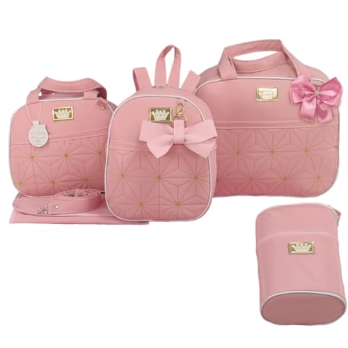 BOLSA MATERNIDADE 5 PEÇAS ESTRELA MENINA. (Rosa)