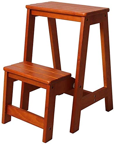Taburete de madera portátil con peldaños estables para interior