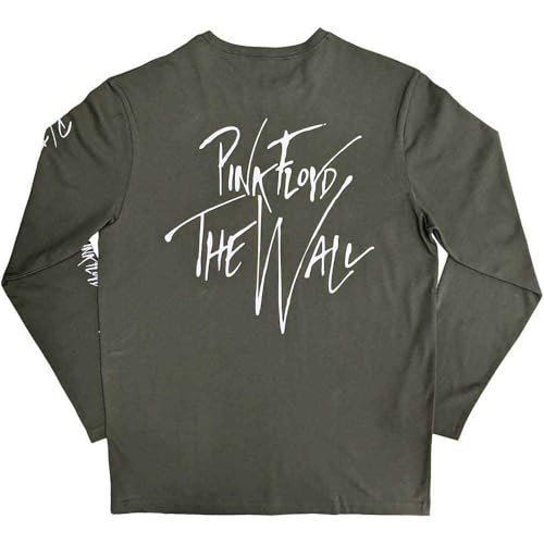 T-shirt Pink Floyd vert authentique The Wall Hammers imprimé rock unisex long
