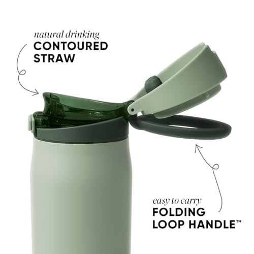 Image of Simple Modern Water Bottle with Straw & Handle | 30oz | Green | Mesa Loop Insulated Water Bottle for School, Sports, Travel | Leak Proof, Stainless Steel | Eucalyptus Mix