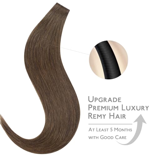 Image of WENNALIFE Invisi Edge Tape in Hair Extensions Human Hair,#5D,14 Inch | 14 Inch 25g 10pcs Cool Ash Brown Invisi Remy Hair tensions Natural Seamless Injected Tape Straight tensiones
