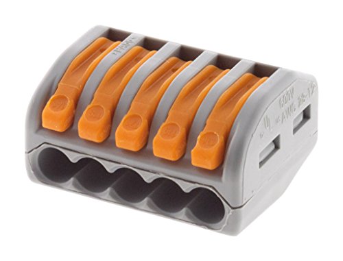 WAGO Lot de 10 mini bornes de connexion rapide à levier S222 pour fils rigides et souples 5 entrées – Image 5