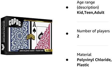 Copag 1546 100% Plastic Poker Playing Cards, Jumbo Index Red & Blue Backs Twin Pack
