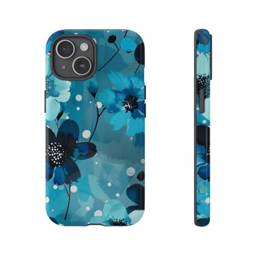 Coque iPhone 15 rigide brillante pour éviter les rayures motif floral
