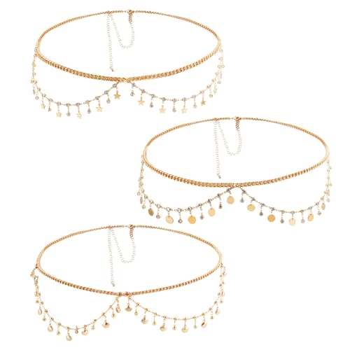 DOCILA Rhinestone Belt Cowboy Chain Hat Band Women Gold Star/Coins/Shell Cowgirl Dress Waist Metal Belt Festival Parties Costume Accessories