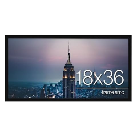 Frame Amo Black 18x36 Picture or Poster Frame, 1 inch Wide Border, Smooth Finish, Acrylic Front Cover