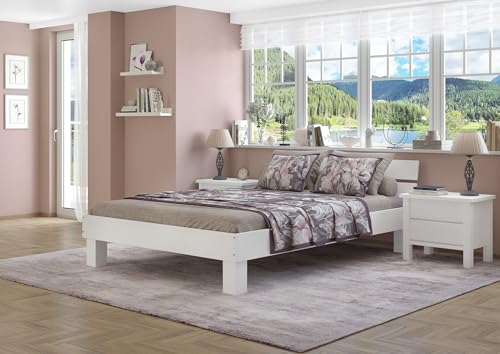 Erst-Holz®Futonbett Doppelbett 140x200 Ehebett Massivholzbett Buche waschweiß Rollrost 60.86-14 W – Bild 3