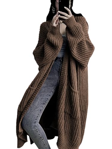 Image of Womens Long Cardigan Sweaters Open Front Oversized Duster with Pocket for Women 2025 Fall Winter Knit Design Coats