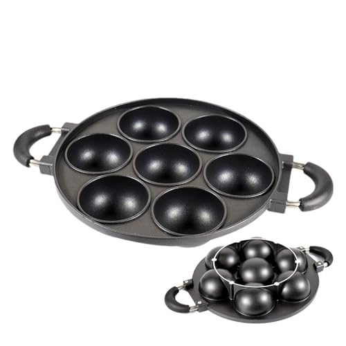 Genérico Muffinform de hierro fundido, forma de hornear tubo antiadherente con 7 depresiones | Pancake- torta de pastel Formulario de panadería con revestimiento antiadherente platos para hornear son,