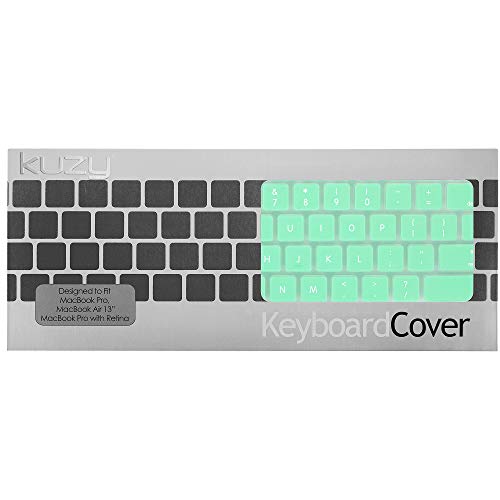 Kuzy - MacBook Keyboard Cover for Older Version MacBook Pro 13, 15, 17 inch and MacBook Air 13 inch, iMac Wireless Keyboard, Apple Computer Accessories Key Board Silicone Skin Protector - Mint Green