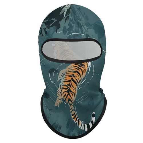 Balaclava para hombre, máscara de esquí para mujer con diseño de tigre nadando en el agua, máscara facial completa, cubierta facial para ciclismo miniatura 7