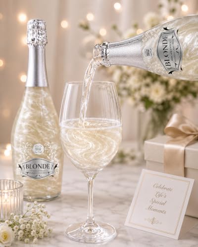 Image of Blonde Magic Drink Sparkling Grape Drink, 750 ml | Premium Non-Alcoholic Celebration Beverage with Magical Shimmering Effect | Perfect for Parties, Gifting & Special Occasions (Silver - 750ml)