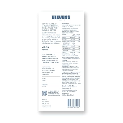 Image of ELEVENS COFFEE | Variety Pack 2 | Coffee Capsules | 100% Arabica & Robusta | 44 Aluminium Coffee Pods (11 x 4 Flavours) | Dark Roast | Intensity 8-10 | Compatible with Nespresso