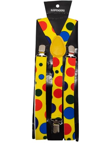 Image of BookMyCostume Adjustable Elastic Y-Back Style Unisex Suspenders in Joker Look for Kids & Adults - Fancy Dress Costume Accessory with Strong Metal Clips