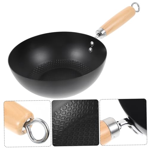 Wok pequeño de hierro forjado con fondo plano miniatura 6