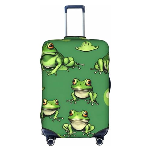 Funny Green Frogs Tsa Approved Luggage Cover For 18-32 Inch Suitcases Scratch-Resistant Stretch Luggage Cover