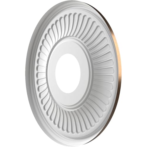 Image of Ekena Millwork CMP13BECAB Berkshire Thermoformed PVC Ceiling Medallion (Fits Canopies up to 5 3 /4 inch), 13 inchOD x 3 1 /2 inchID x 3 /4 inchP, Metallic Antique Brass