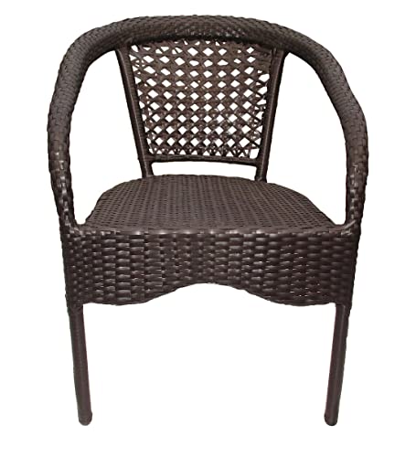 Image of Anaya Decor D-8 Chairs Table Set 4+1 Wicker Patio Furniture Sets 4 Chair and 1 Table with Cushions for Garden Balcony Bedroom Powder Coated Frame Uv Protected Wicker (Brown+Yellow)