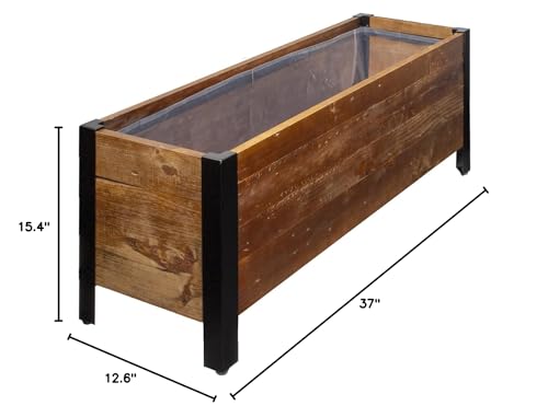 Amazon Basics Recycled Wood Rectangular Garden Planter, Brown, 37 x 13 x 15 Inch (LxWxH)