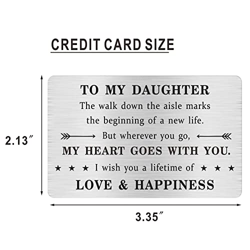 Alotozo Daughter Wedding Day Gifts, Bride Wedding Card from Mom and Dad, to Our Daughter Wedding Keepsake Engraved Wallet Card2