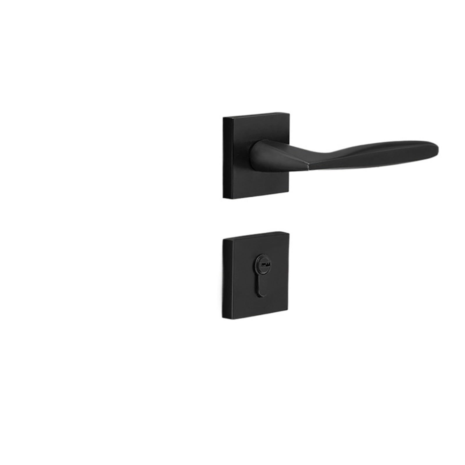 Bedroom Door Lock Square Split Type Silent Handle Modern Simple zinc Alloy Indoor(Elegant Black)