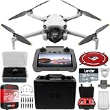 DJI Mini 4 Pro Folding Drone with RC 2 Remote (With Screen) 4K HDR Video Camera for Adults, Under 249g, Omnidirectional Sensing Bundle with Deco Gear Custom Hard Case + Wide Angle Lens & Accessories