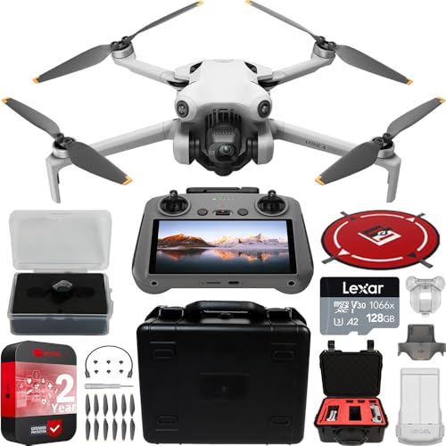 DJI Mini 4 Pro Folding Drone with RC 2 Remote (With Screen) 4K HDR Video Camera for Adults, Under 249g, Omnidirectional Sensing Bundle with Deco Gear Custom Hard Case + Wide Angle Lens & Accessories10