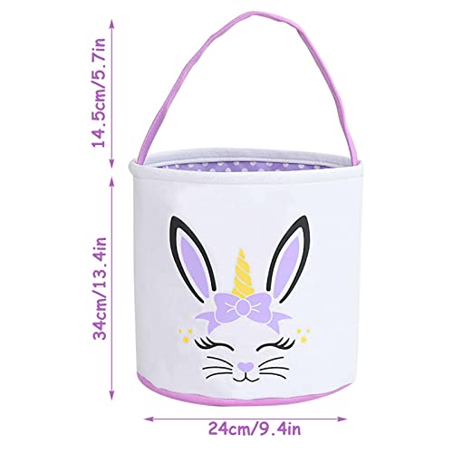 Image of Easter Basket Bags, WOVTE Bunny Easter Basket, Easter Eggs /Gift Baskets for Kids, Bunny Bucket for Easter Eggs,Toys, Candy,Gifts (Purple)