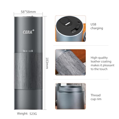 CERA+ Portable Burr Coffee Grinder Electric Espresso Grinderring Machine Suitable for Travel,Camping with Bag,Ideal Gifts for Birthday,Valentines Day, Blue - Image 5
