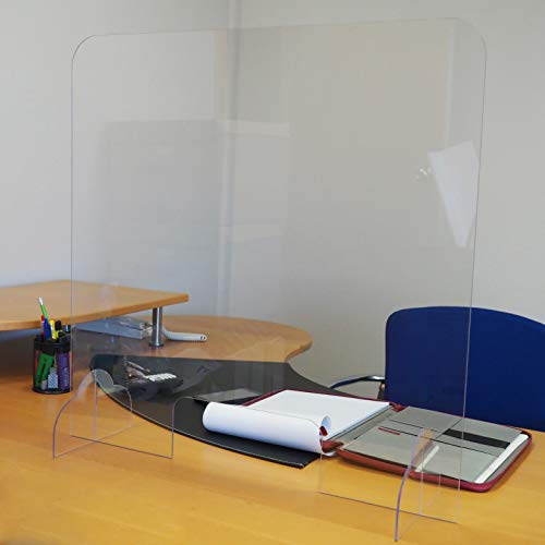 Mampara protectora metacrilato transparente de 65x65x12cm para mostrador comercio y ventanilla