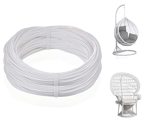 Rattan Repair Kit,Round Synthetic Rattan Fix Kit Vinyl Plastic Waterproof Brown Woven Rattan For Garden Patio Furniture And Rattan Chair Sofa Couch Basket Replacement-1Lb(Round White) #TOP4