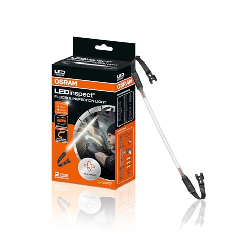 Osram LEDinspect Flexible Inspection Light, wiederaufladbare LED-Inspektionsleuchte, 6000K, Helligkeit bis zu 1000lm, abnehmbare elastische Bänder, White