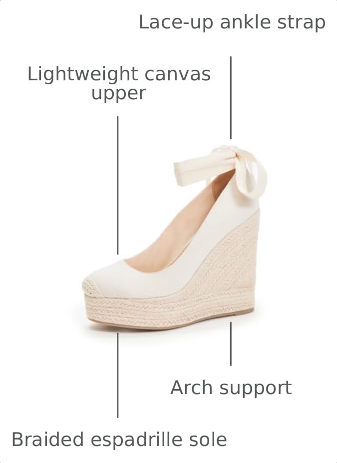 Image of JustFab Wedge Sandals for Women Platform High Heels Summer Mule Open Toe Espadrille Wedges Slip on Comfortable Soft Arch Support Sandals