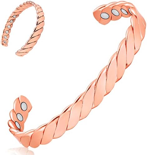Vicmag Copper Bracelet for Women Men Magnetic Bracelet Ultra Strength Magnets 99.9% Solid Pure Copper Adjustable Size with Gift Box