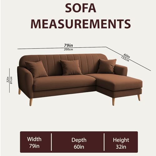 Image of Atticus RHS 4 Seater L Shape Sofa Set for Living Room (Brown Fabric) Premium Fabric Sofa Set