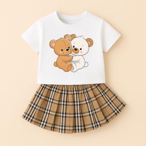 Image of Bold N Elegant Girls Cotton Cute Girly Vibes Cartoon Printed Short Sleeve T-Shirt Top & Shorts Summer Casual Clothing Set