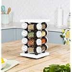 Orii Spice Rack 16 Jar Set White Filled with Spices - Rotating Standing Rack Shelf Holder & Countertop Spice Rack Tower Organizer for Kitchen Spices - Image 3