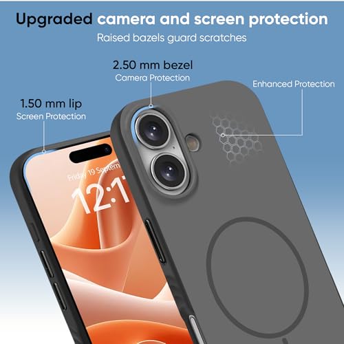 Image of KARWAN Slim Shockproof Back Case Cover Compatible with iPhone 16,Dual Layer Armor Protection with Matt Finish, Heavy Duty Cover with Magnetic MagEase Wireless Charging (Black)