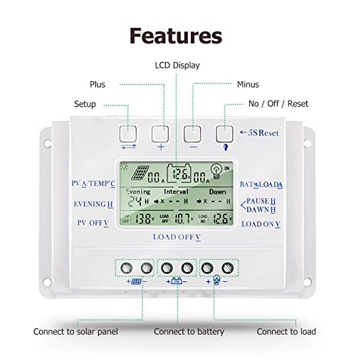 Régulateur de charge solaire 12V/24V automatique SolaMr T10 LCD