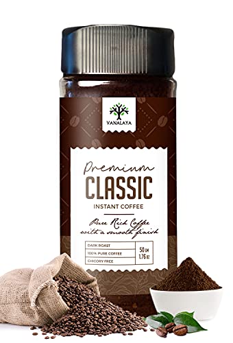 Vanalaya Premium Classic Instant Coffee Black Coffee Powder With Rich Aroma & Taste For Weight Loss 50gm Vanalaya Premium Classic Instant Coffee Black Coffee Powder With Rich Aroma & Taste For Weight Loss 50gm