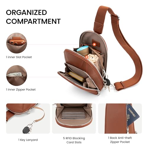 Image of befen Genuine Leather Sling Bag for Women, Anti Theft Crossbody Chest Bags