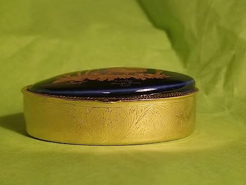 Lopsided Cobalt Blue Round Brass Box (Sitting Lopsided - Look Close At Picture) Gold Lovers Limoges Box #TOP2