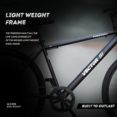 Image of VECTOR 91 Freedom 26T Matt Black Single Speed Hybrid Cycle with 18 Inches Steel Frame for Men, Rigid
